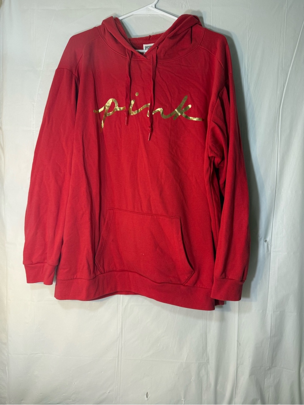 Red Victoria's Secret PINK Fleece Pullover women’s Hoodie size XL